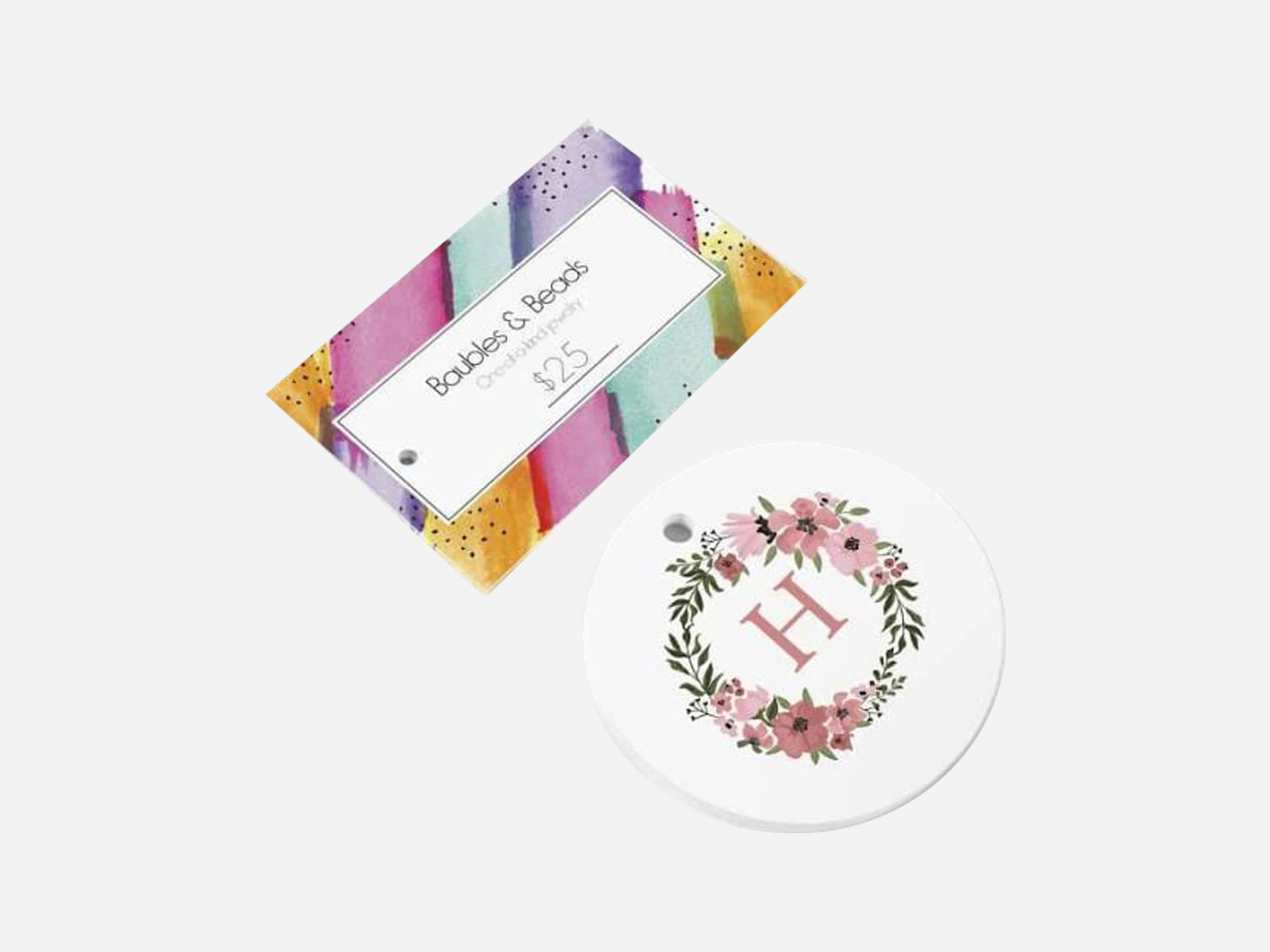 Rectangular and round printed retail hang tags