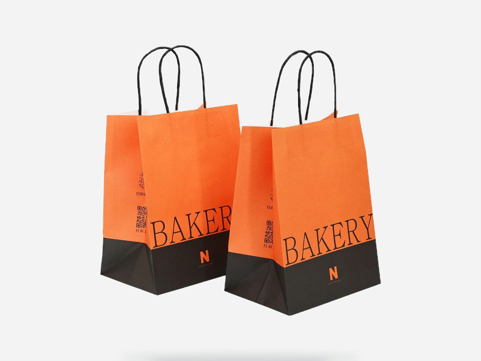 Printed bakery paper bags with twisted handles