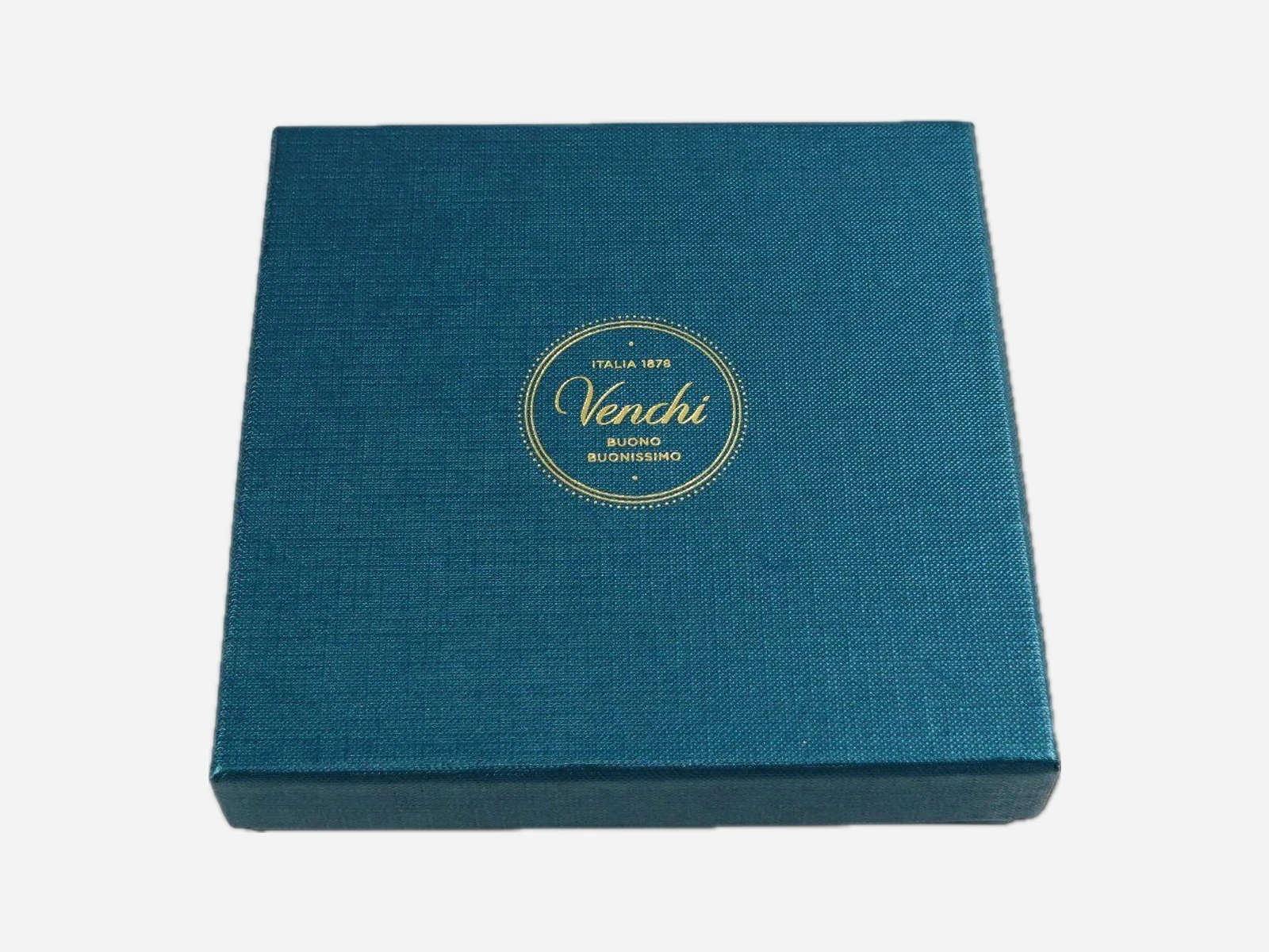 Teal chocolate presentation box with gold printing