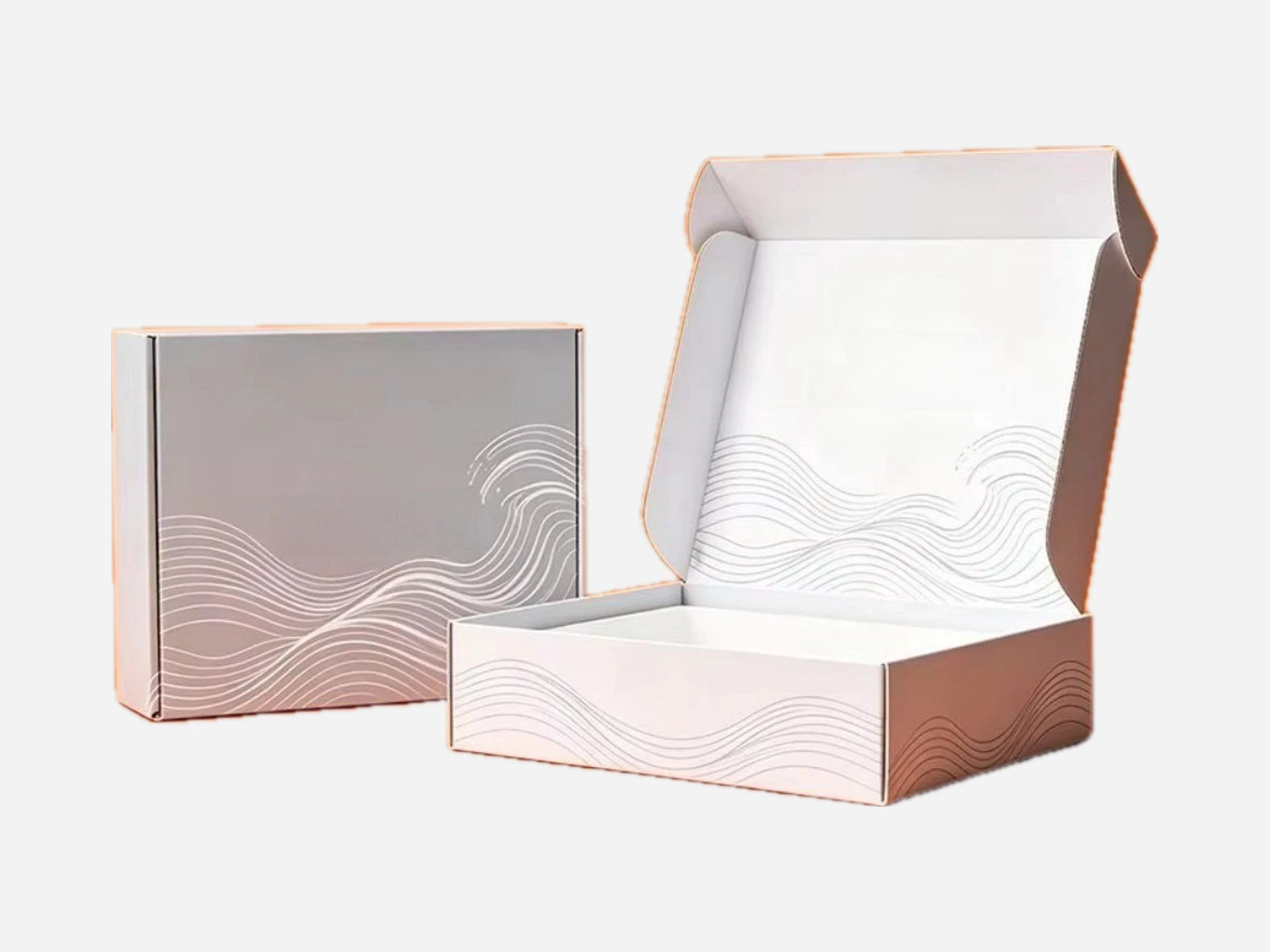 Printed corrugated mailer with an open lid