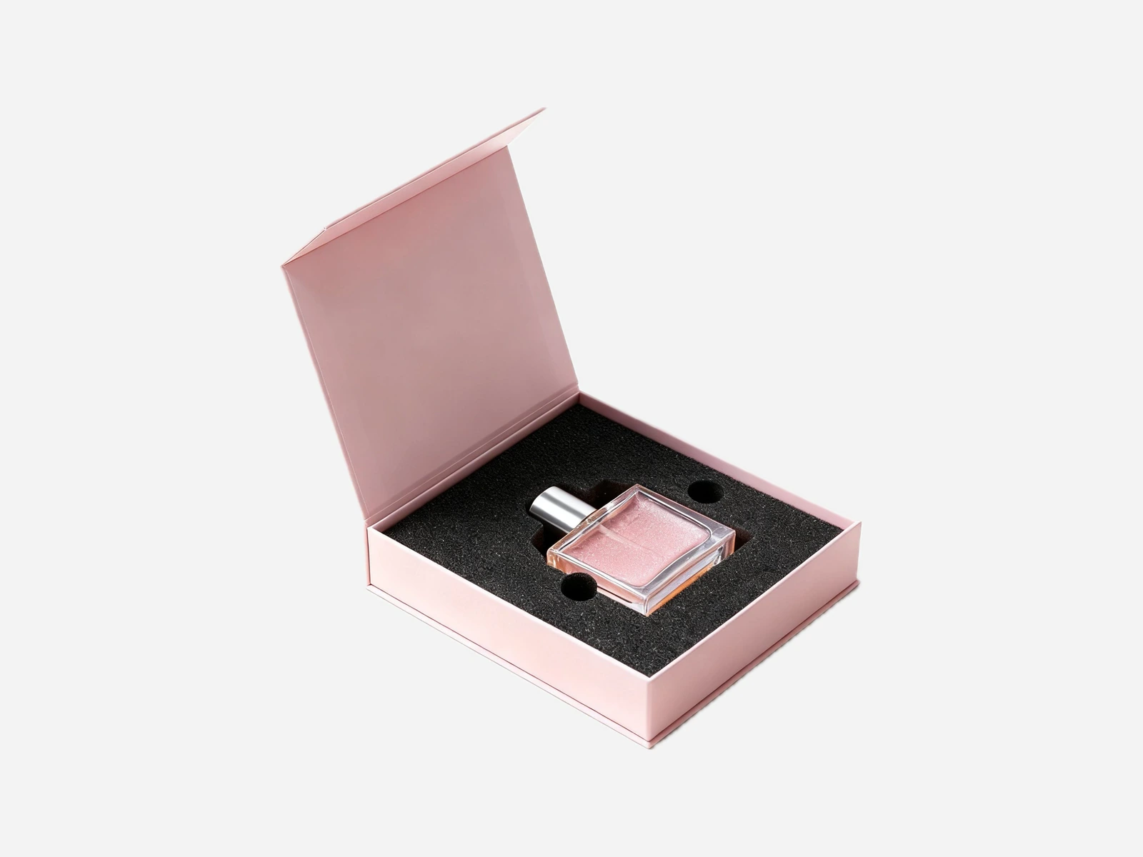 Pink magnetic closure rigid gift box with a fitted presentation insert