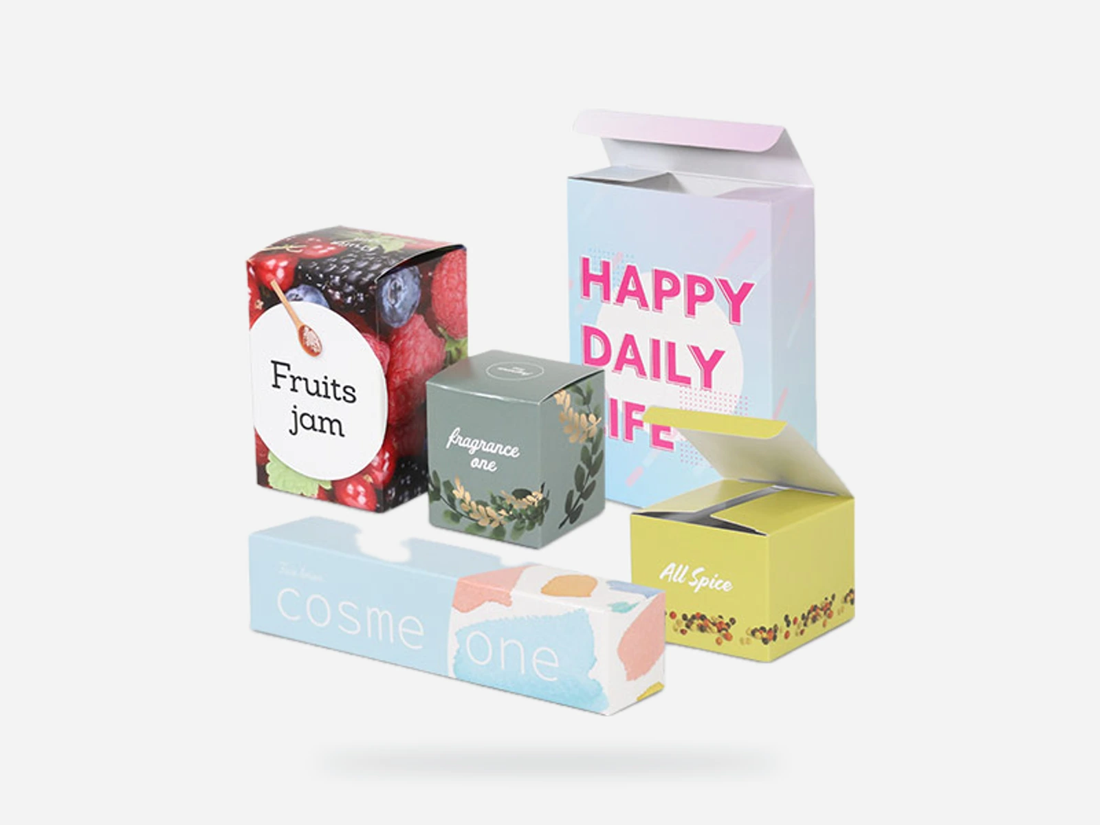 Assorted finished color-printed folding cartons