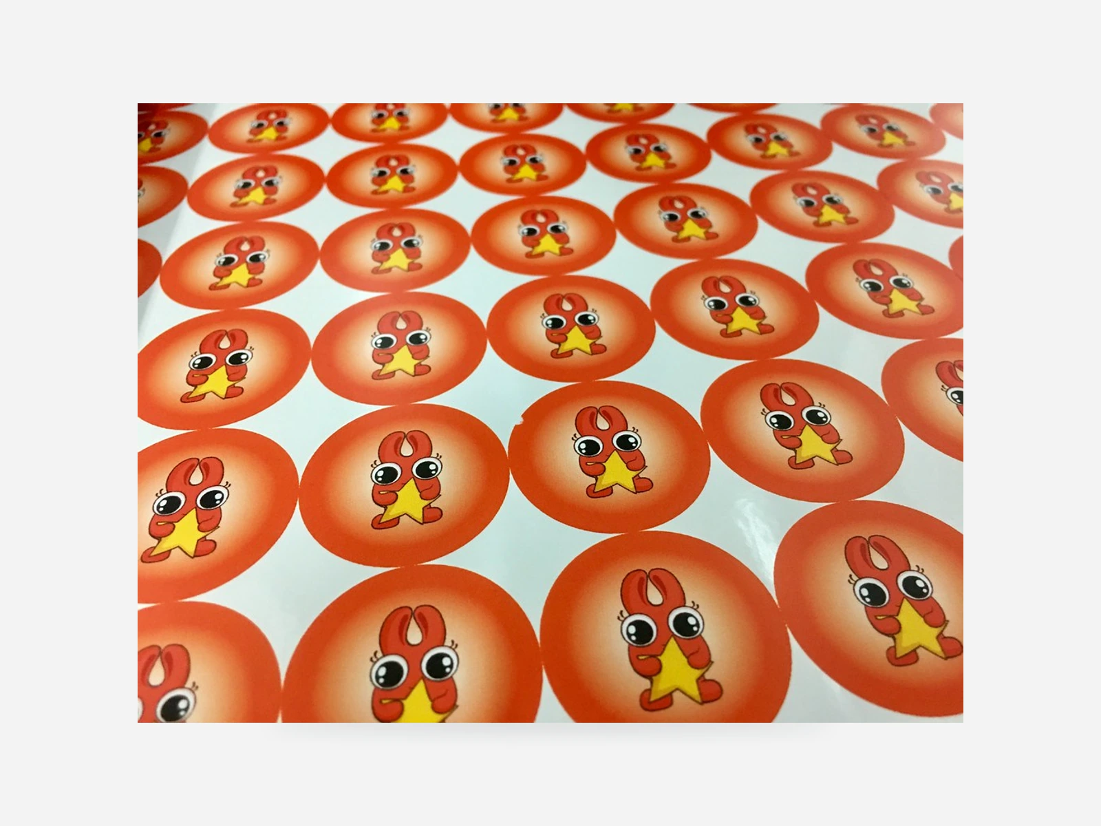 Detail of a printed die-cut sticker label sheet